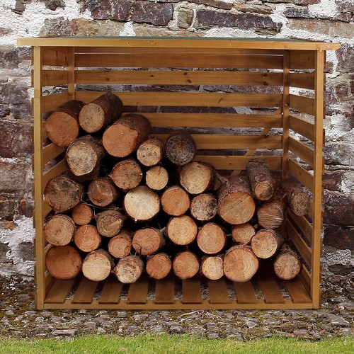 Wooden log store with - store,